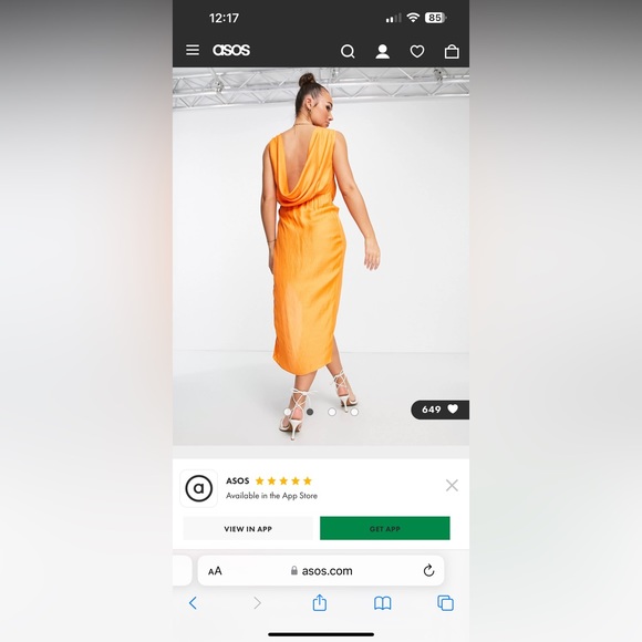 Orange drape dress. ASOS. Never worn. With Tags - Picture 3 of 3